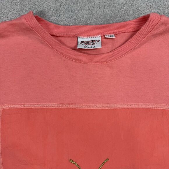 Johnny Was Shirt Women’s OS Orange Cotton Crew Short Sleeve Embroidered Boho - Picture 7 of 10